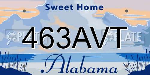 463AVT Alabama License Plate