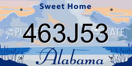 463J53 Alabama License Plate