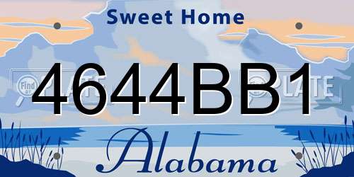 4644BB1 Alabama License Plate