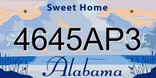 4645AP3 Alabama License Plate