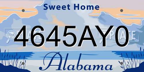 4645AY0 Alabama License Plate