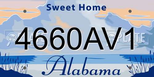 4660AV1 Alabama License Plate