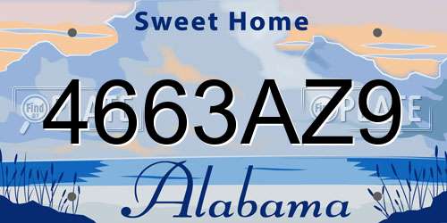 4663AZ9 Alabama License Plate