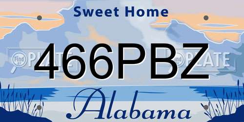 466PBZ Alabama License Plate