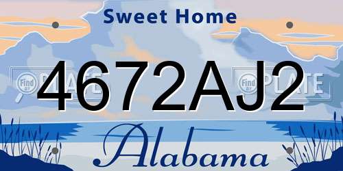 4672AJ2 Alabama License Plate