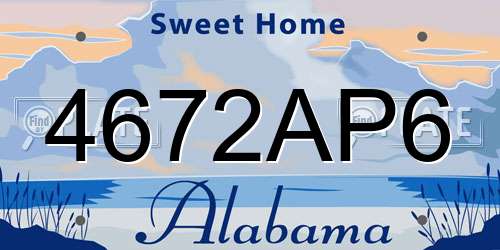 4672AP6 Alabama License Plate
