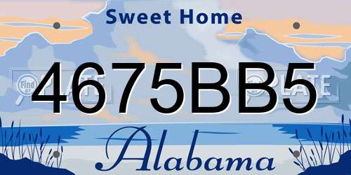 4675BB5 Alabama License Plate
