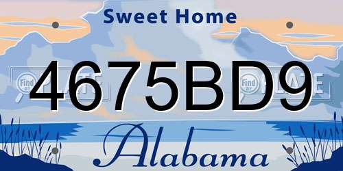 4675BD9 Alabama License Plate