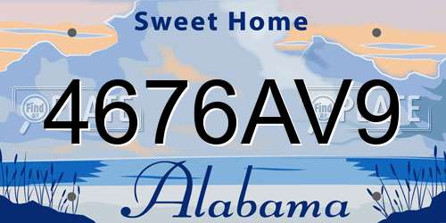 4676AV9 Alabama License Plate