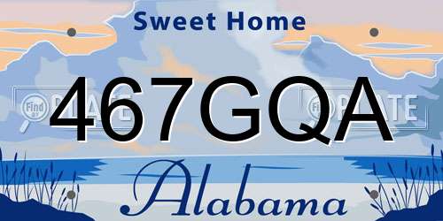 467GQA Alabama License Plate