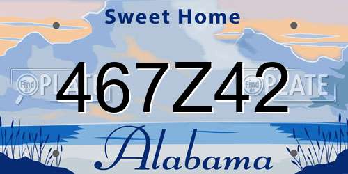 467Z42 Alabama License Plate