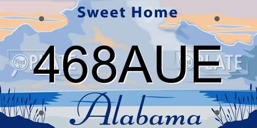468AUE Alabama License Plate