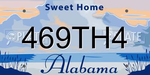 469TH4 Alabama License Plate