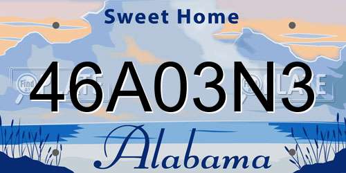 46A03N3 Alabama License Plate