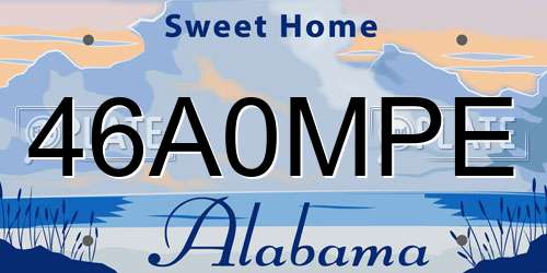 46A0MPE Alabama License Plate
