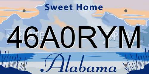 46A0RYM Alabama License Plate