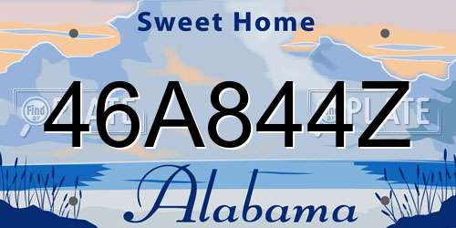 46A844Z Alabama License Plate