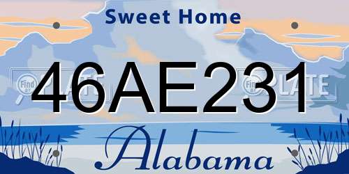 46AE231 Alabama License Plate