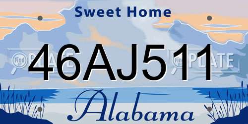46AJ511 Alabama License Plate