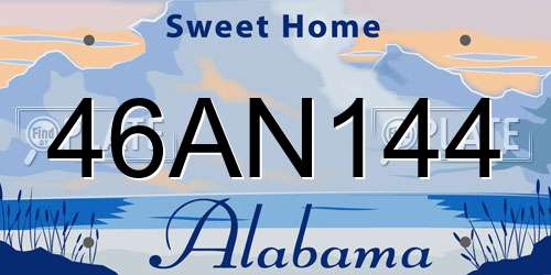 46AN144 Alabama License Plate