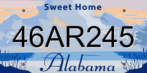 46AR245 Alabama License Plate