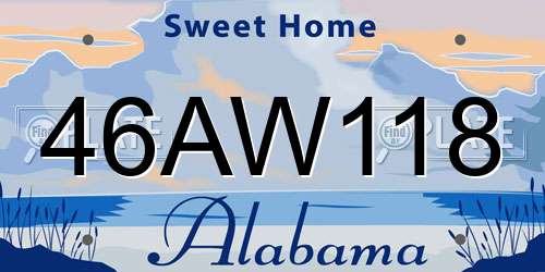 46AW118 Alabama License Plate