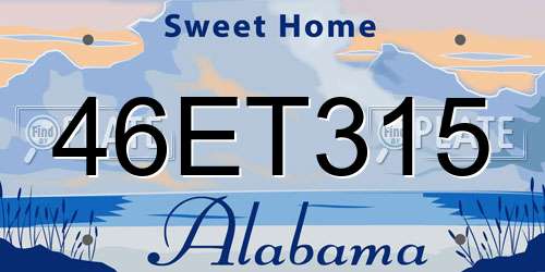 46ET315 Alabama License Plate