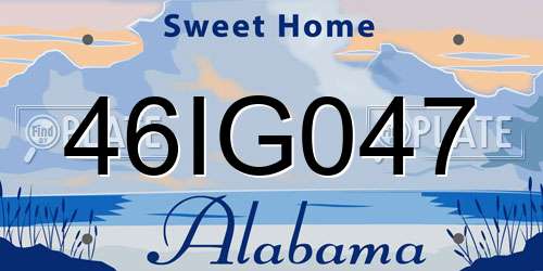 46IG047 Alabama License Plate