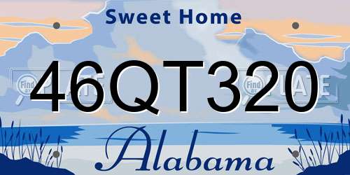 46QT320 Alabama License Plate