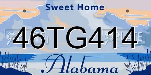 46TG414 Alabama License Plate
