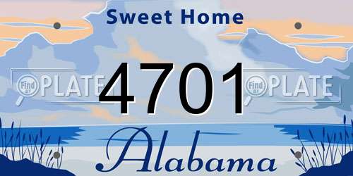 4701 Alabama License Plate