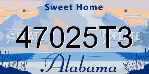 47025T3 Alabama License Plate