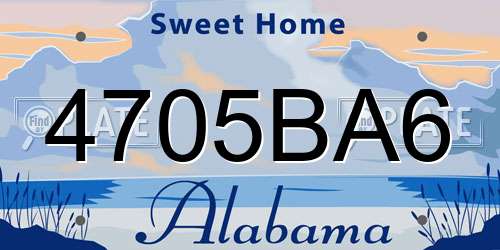 4705BA6 Alabama License Plate