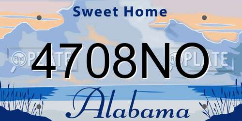 4708NO Alabama License Plate