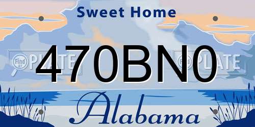 470BN0 Alabama License Plate