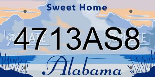 4713AS8 Alabama License Plate