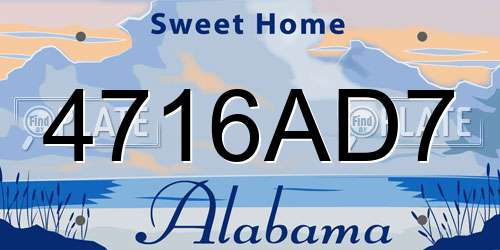 4716AD7 Alabama License Plate