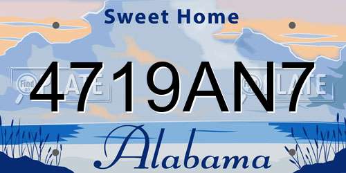 4719AN7 Alabama License Plate