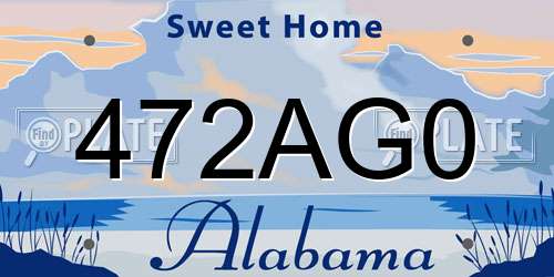 472AG0 Alabama License Plate
