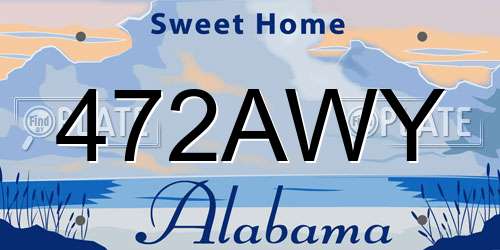 472AWY Alabama License Plate