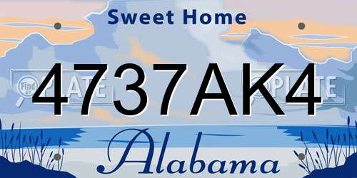 4737AK4 Alabama License Plate