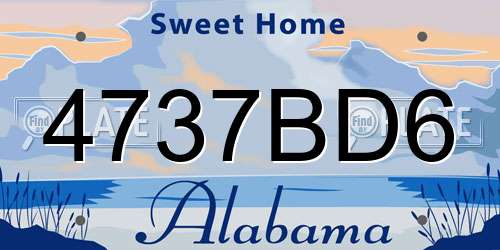 4737BD6 Alabama License Plate