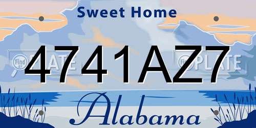 4741AZ7 Alabama License Plate