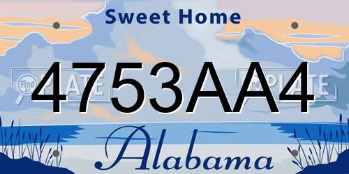 4753AA4 Alabama License Plate