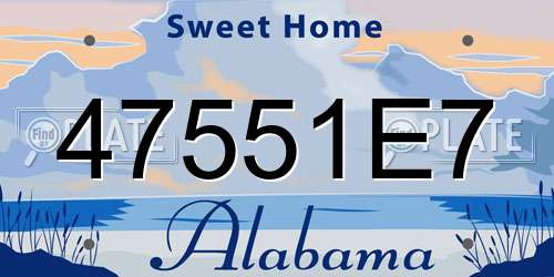 47551E7 Alabama License Plate