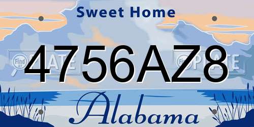 4756AZ8 Alabama License Plate