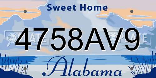 4758AV9 Alabama License Plate