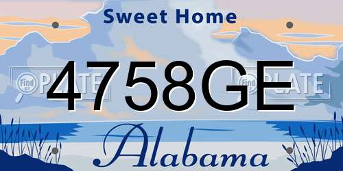 4758GE Alabama License Plate