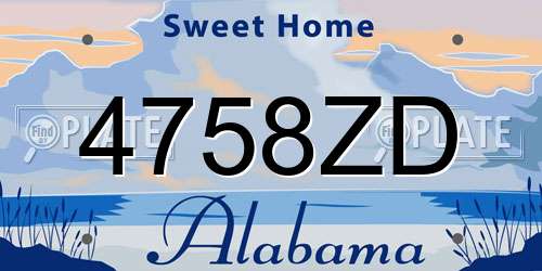 4758ZD Alabama License Plate
