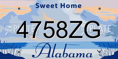 4758ZG Alabama License Plate